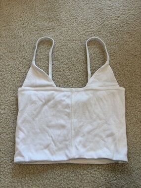 Joah Brown White Ribbed Cropped Camisole